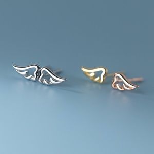 Sterling Silver Angel Wings Earrings Rose Gold Silver Gold Stud Earrings